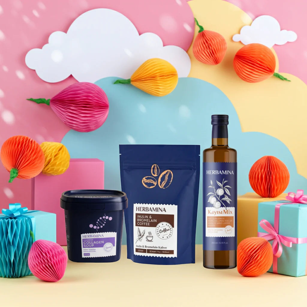 Herbamina 3-piece Set – Bromelain Coffee, Collagen Vegetable Soup & Apricot Vinegar