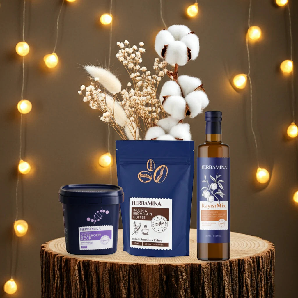 Herbamina 3-piece Set – Bromelain Coffee, Collagen Vegetable Soup & Apricot Vinegar