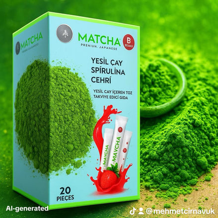 Matcha Premium – Japanischer pulverisierter Grüntee, 20 Beutel à 10 g