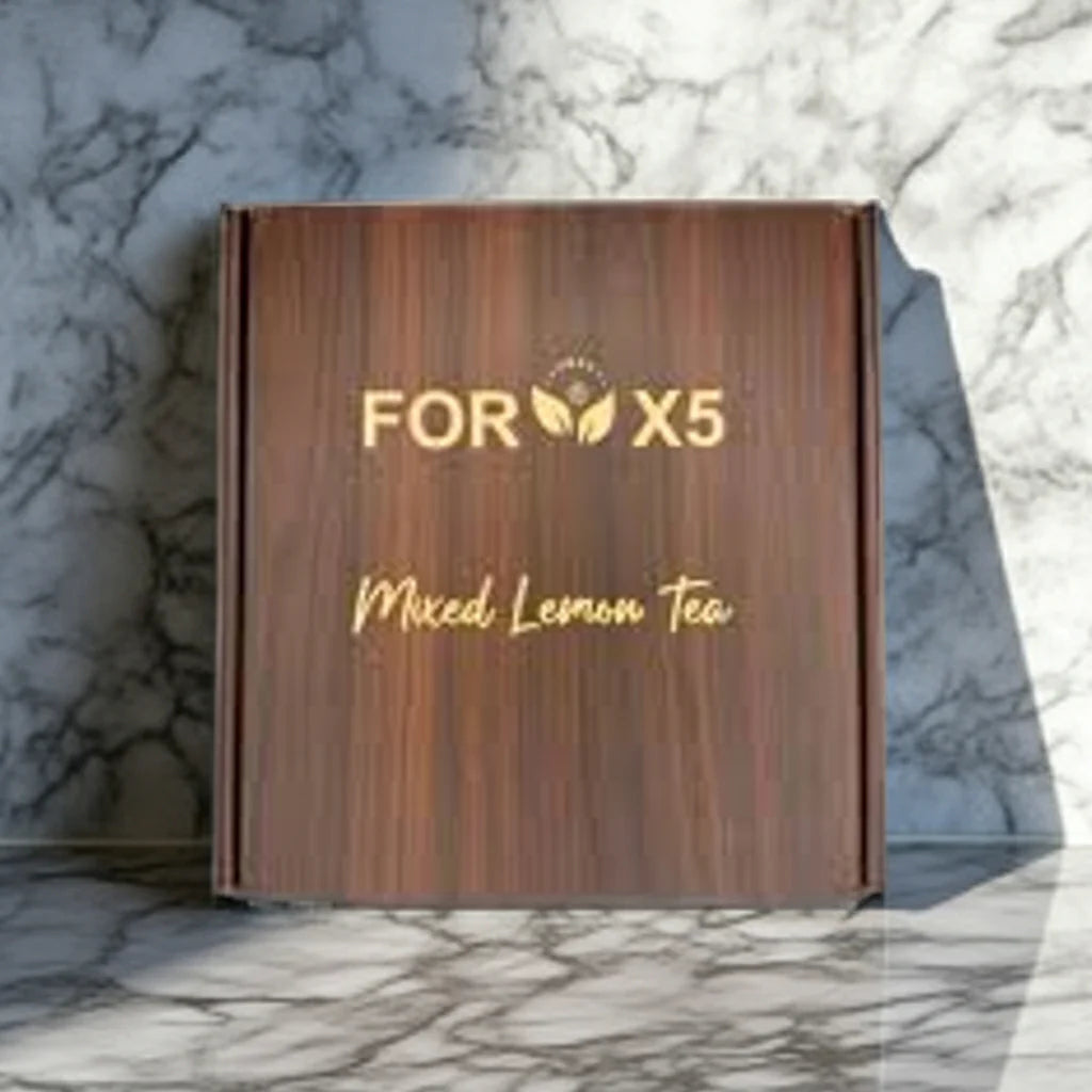 FOR X5 Detox Tea - Herbal Tea with Lepidium & Lemon in an Elegant Wooden Box