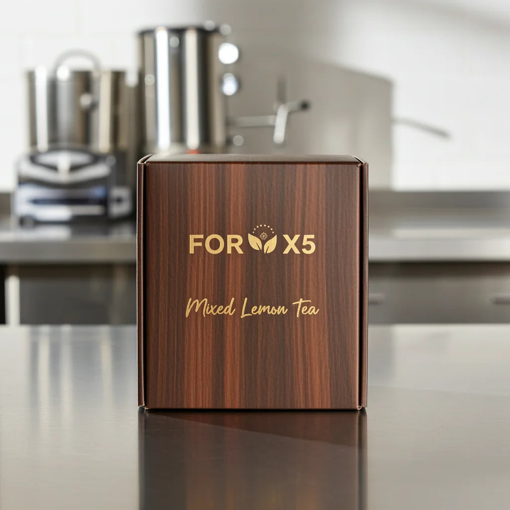FOR X5 Detox Tea - Herbal Tea with Lepidium & Lemon in an Elegant Wooden Box